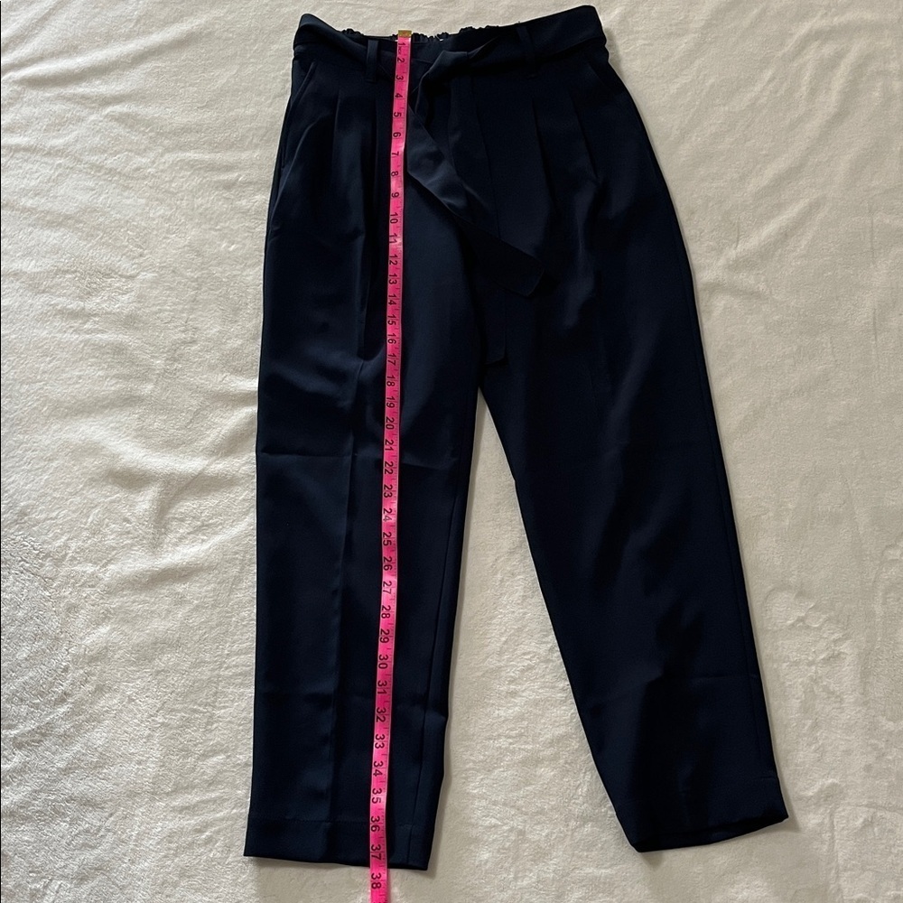 LOFT Navy Tie-Waist Trousers - Picture 3 of 10